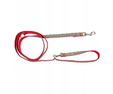 BarryKing Šuns pavadėlis, liaudies raštas, reguliuojamas, juostinis, 10 mm / 220 cm, raudonas
