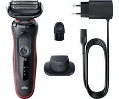 Braun | Shaver | 51-R1200s | Operating time (max) 50 min | Wet &amp; Dry | Juodas/Raudona