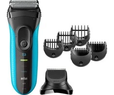 Barzdaskutė Braun Series 3 310BT Skustuvas Apkarpymo mašinėlė Juoda, Mėlyna