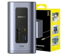 Jungčių stotelė / adapteris 1in12 USB C kištukas - 2xHDMI RJ45 SD/TF USB3 NU1 Air Spacemate BASEUS