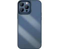 Baseus Crystal Phone Case kietas dėklas, skirtas iPhone 13 Pro su TPU rėmeliu mėlynu (ARJT000703)