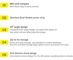 Baseus PowerCombo kabelis/przedłużacz su mini listwą zasilającą 1m juoda (adapter sieciowy EU i UK)(PSMN000301) (187753444)