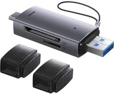 Baseus Lite serijos SD/TF atminties kortelių skaitytuvas USB + USB-C – pilkas