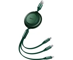 Baseus Bright Mirror 2 USB 3-in-1 kabelis skirtas micro USB - USB-C - Lightning 3.5A 1.1m - Žalias
