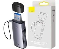 Baseus Lite serijos SD/TF atminties kortelių skaitytuvas, USB - pilkas