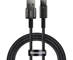 Baseus volframo auksinis kabelis USB prie USB-C, 100 W, 1 m (juodas)