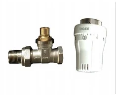 Basic Grąžinamo srauto temperatūros ribotuvas RTL termostatinė galvutė + tiesus termostatinis vožtuvas su pussriegiu jungtimi 1/2x3/4 GZ