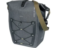 Basil BASIL NAVIGATOR STORM SINGLE PANNIER BAG MIK SIDE L 25-31 L, MIK System (paruošta naudoti) vandeniui atspari pilka juoda (NAUJIENA)