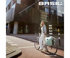 Basil BASIL SOHO DOUBLE PANNIER BAG NORDLICHT MIK, MIK System (paruošta naudoti) 41L 100% vandeniui atsparus pastelinis žalias apšvietimas Nordlicht Technolog