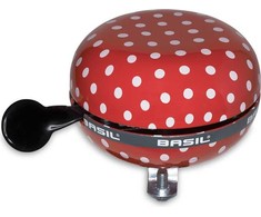 Basil Baziliko dviračio varpas BIG BELL POLKADOT 80 mm raudoni / balti taškai (BAS-50396)