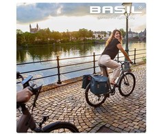 Basil Dviejų skyrių bagažinės krepšys BASIL ELEGANCE DOUBLE PANNIER BAG 40-49 Universal Bridge System, vandeniui atsparus estate mėlynas