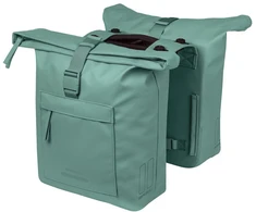 Basil Bagažinės rankinė BASIL BROOKLYN DOUBLE PANNIER BAG 41L, MIK Hooks System, atspari vandeniui, sidabrinė žalia