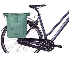 Basil Bagažinės rankinė BASIL BROOKLYN DOUBLE PANNIER BAG 41L, MIK Hooks System, atspari vandeniui, sidabrinė žalia