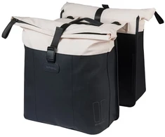 Baziliko krepšys-maišas BASIL VIVE DVIGUBAS DELTA-PANNIER krepšys 28-35 l, MIK sistema (paruoštas naudoti), balkšvas/juodas