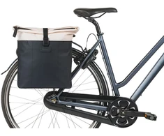 Basil Dviejų dalių sakwa, tvirtinama prie bagažinės BASIL CLOVE DOUBLE PANNIER BAG 28-35L, Universal Bridge System, nebalinta balta/juoda