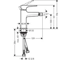 Hansgrohe bidē maisītājs Metropol Loop, ar push-open, hroms