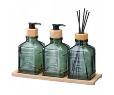 Bathroom Solutions Bamboo Vonios kambario komplektas su stikliniu difuzoriumi ir bambuko padėklu REN