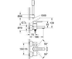 Bato baterija Grohe chromo sienelės linijos (3380000)