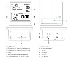 Bazinė stotelė POGODOWA METEO SP200 Z POGODYNKA EKRANAS LCD CZUJNIK Belaidis