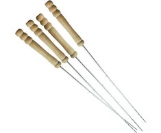 BBQ - iešmeliai iešmams su medine rankena, ilgis 38 cm (4 vnt.)