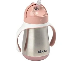 Beaba metalinė gertuvė su šiaudeliu, 250 ml, rožinės spalvos
