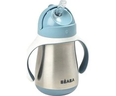 Beaba metalinė gertuvė su šiaudeliu, 250 ml, mėlynos spalvos