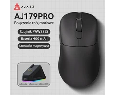 Pelė Myszka belaidė Ajazz AJ179 PRO 3395-8K ze stacją dokującą juoda