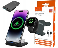 Belaidis indukcinis įkroviklis Zenwire 3 viename USB-C, skirtas „iPhone“, „Samsung Watch QI 15W“ Zenwire A11B