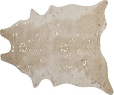 Beliani kilimas ekologiška oda su lopais 130 x 170 cm smėlio spalvos su auksu BOGONG