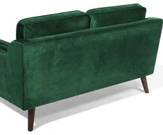 Beliani Dvivietė sofa LOKKA, veliūras, smaragdo spalva