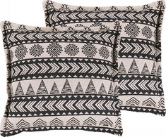 Beliani 2 dekoratyvinių pagalvių rinkinys 45 x 45 cm smėlio spalvos su juoda HENTEPE