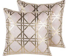 Beliani rinkinys 2 dekoratyviniai pagalvės geometrinis modelis 45 x 45 cm rožinė CASSIA