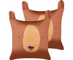 Beliani Rinkinys 2 poduszek Tuftowany Medvilnė Ruda TEDDYBEAR