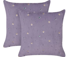 Beliani Rinkinys 2 dekoratyvinės pagalvės LAVATERA 45 x 45 cm Violetinis Gėlių raštas