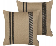 Beliani Rinkinys 2 dekoratyvinės pagalvės DESALIX džiutas 45 x 45 cm Kremas Striped