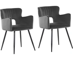 Beliani 2 valgomojo kėdžių komplektas SANILAC aksominis tamsiai pilkas