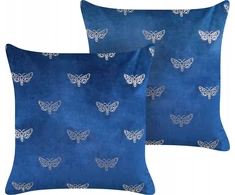 Beliani Rinkinys 2 dekoratyvinės pagalvės YUZURI Velvet 45 x 45 cm tamsiai mėlynas gyvūnų raštas