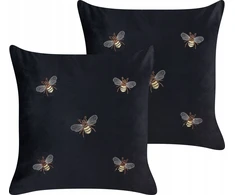 Beliani Rinkinys 2 dekoratyvinės pagalvės TALINUM Velvet 45 x 45 cm Juodas Gyvūnų raštas