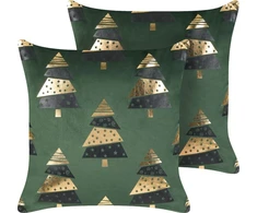 Beliani Rinkinys 2 dekoratyvinės pagalvės GOLDSPRUCE Velvet 45 x 45 cm Žalias Kalėdinis raštas