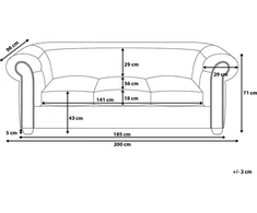 Beliani 3 vietų sofa CHESTERFIELD šviesiai žalia