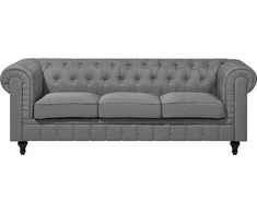 Beliani 3 vietų sofa CHESTERFIELD šviesiai pilka