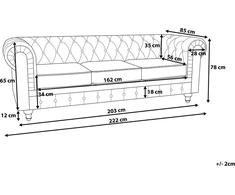 Beliani 3 vietų sofa CHESTERFIELD šviesiai pilka