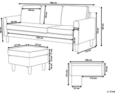 Beliani 3 vietų sofa AVESTA, tamsiai mėlyna su atrama kojoms