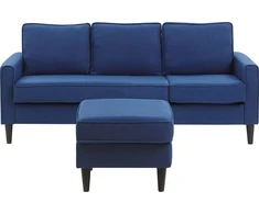 Beliani 3 vietų sofa AVESTA, tamsiai mėlyna su atrama kojoms