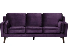 Beliani Trivietė sofa LOKKA veliūrinė purpurinė