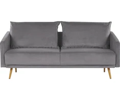 Beliani Trijų vietų sofa MAURA, pilkas veliūras