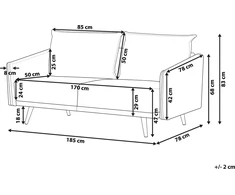 Beliani Trijų vietų sofa MAURA, pilkas veliūras