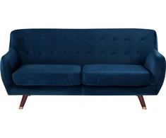 Beliani Trivietė sofa BODO, veliūras, tamsiai mėlyna