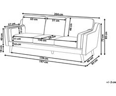 Beliani 3 vietų sofa LOKKA, veliūras, tamsiai mėlyna