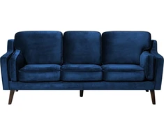 Beliani 3 vietų sofa LOKKA, veliūras, tamsiai mėlyna